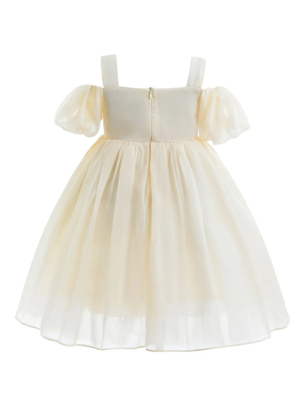 Tulleen bow-embellished dress Beige