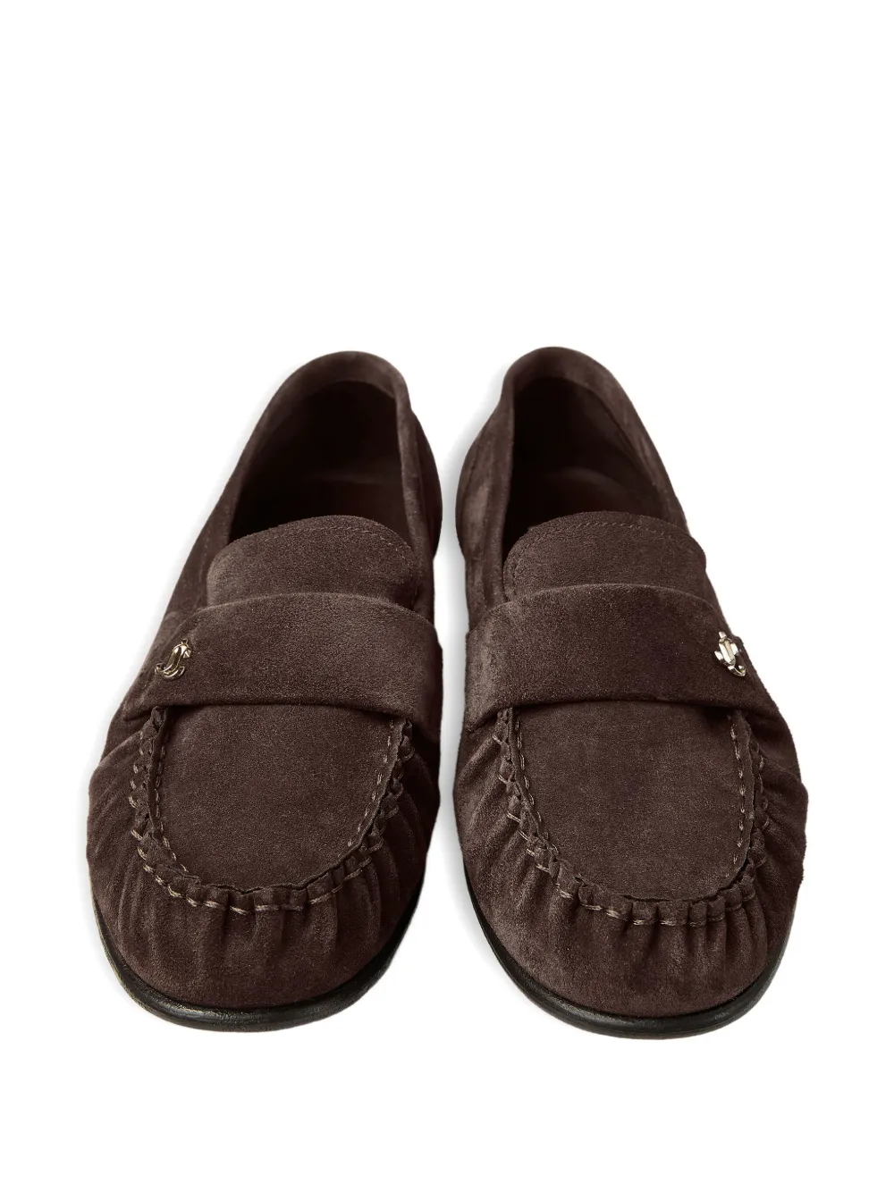 Jimmy Choo Ellis suède loafers met metalen plakkaat Bruin