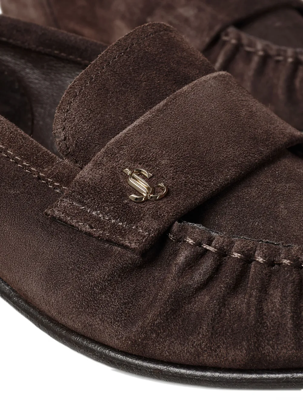 Jimmy Choo Ellis suède loafers met metalen plakkaat Bruin