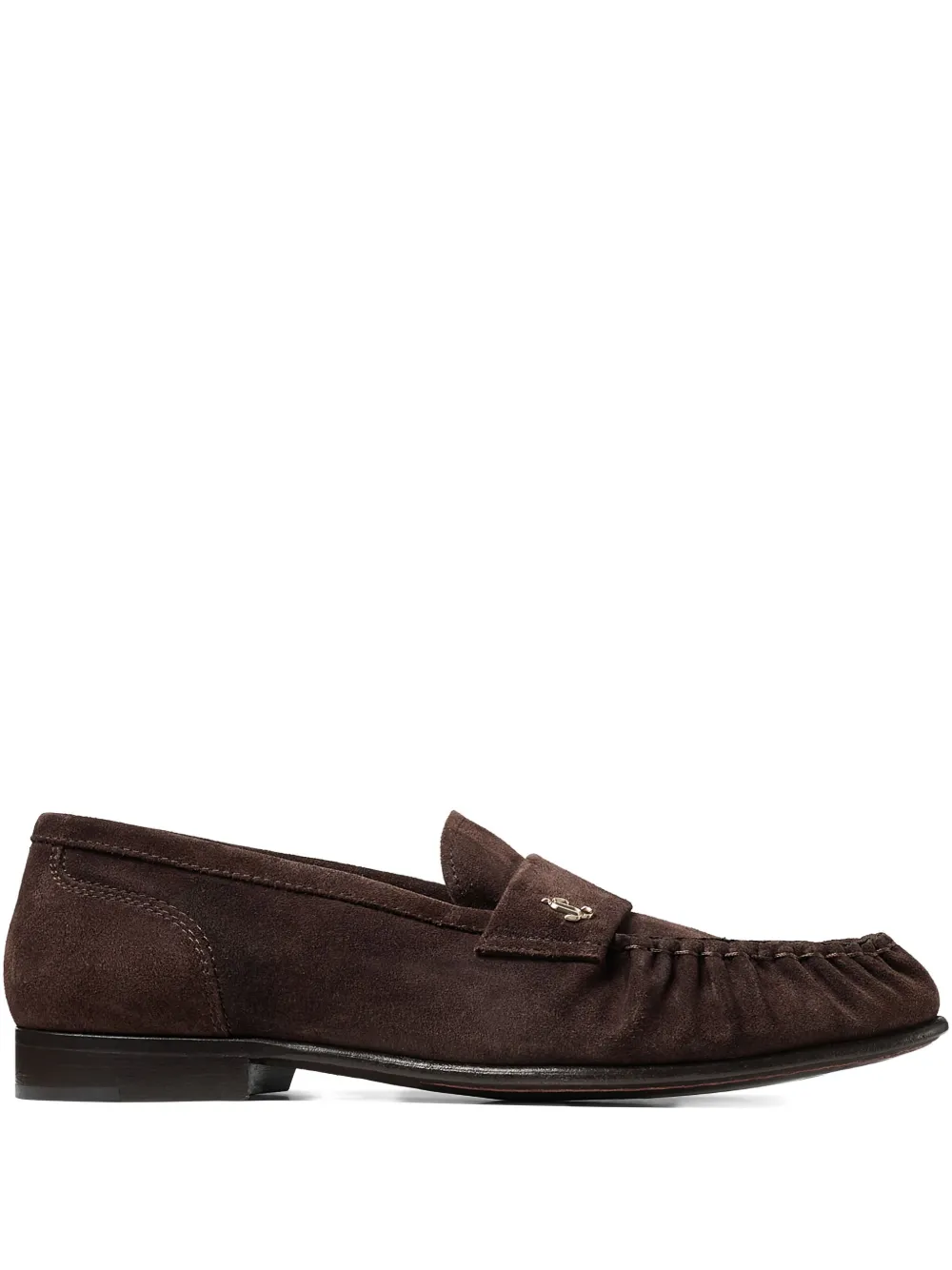 Jimmy Choo Ellis suède loafers met metalen plakkaat Bruin