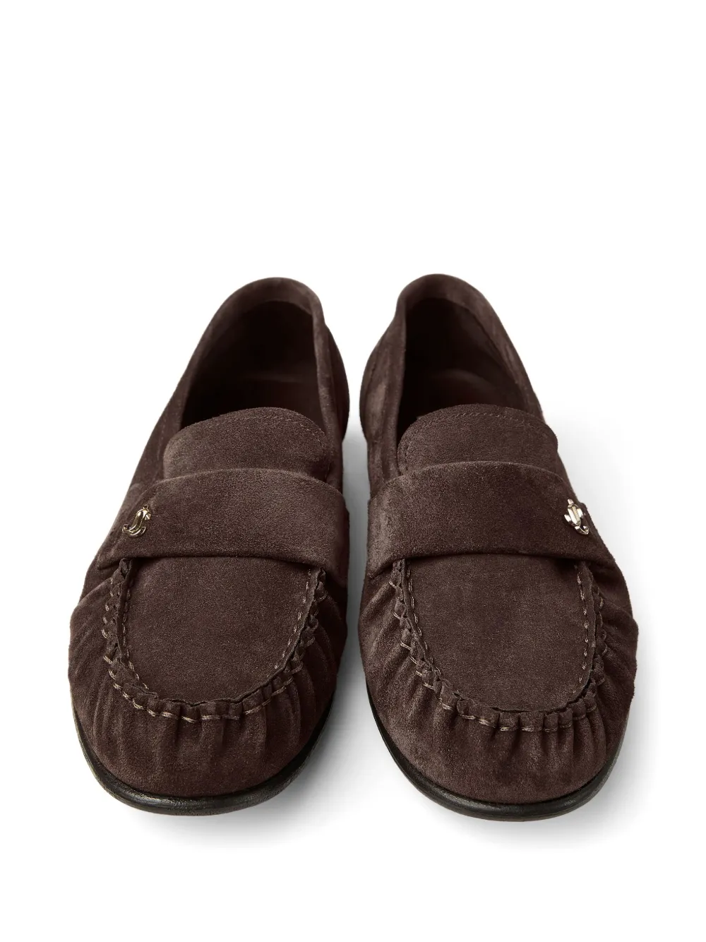 Jimmy Choo Ellis suède loafers met metalen plakkaat Bruin