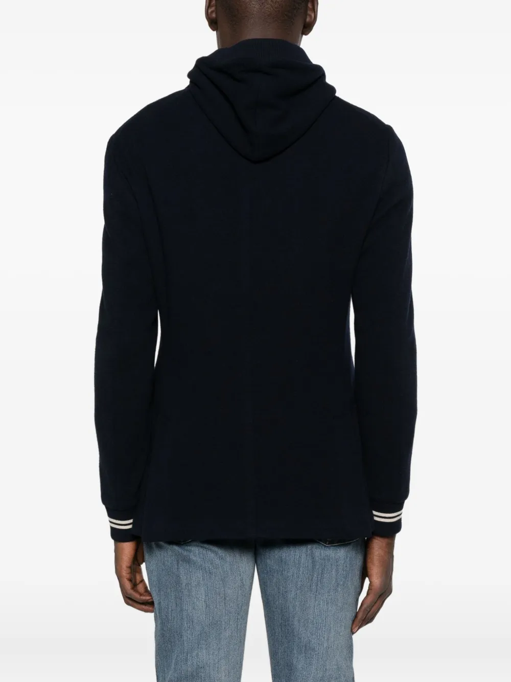 Eleventy Jack met capuchon en twee knopen Blauw