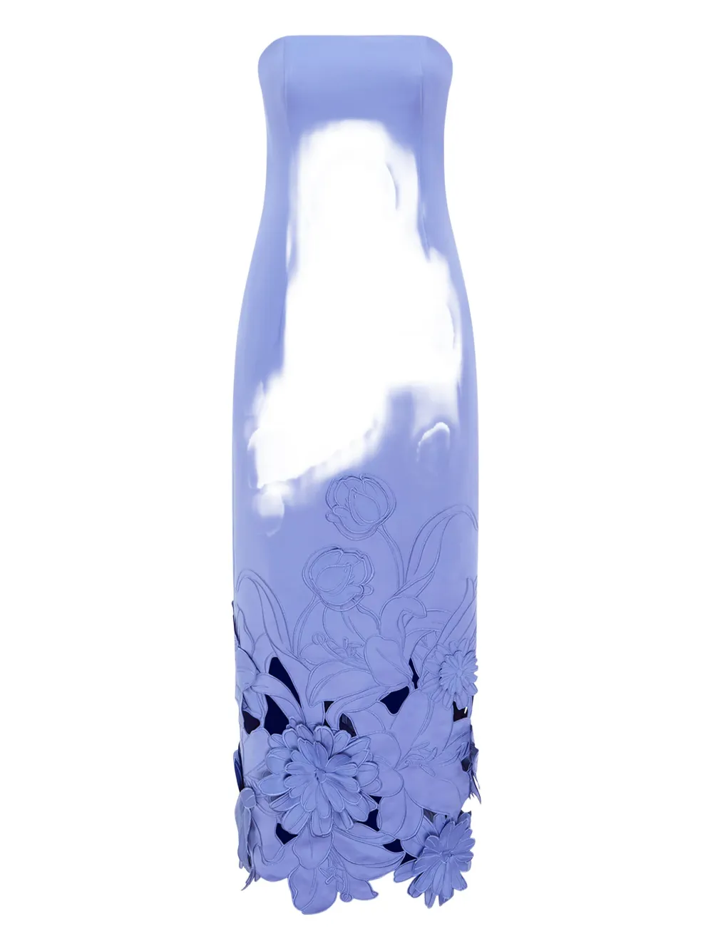 Leo Lin embroidered floral-appliqué maxi dress - Blu