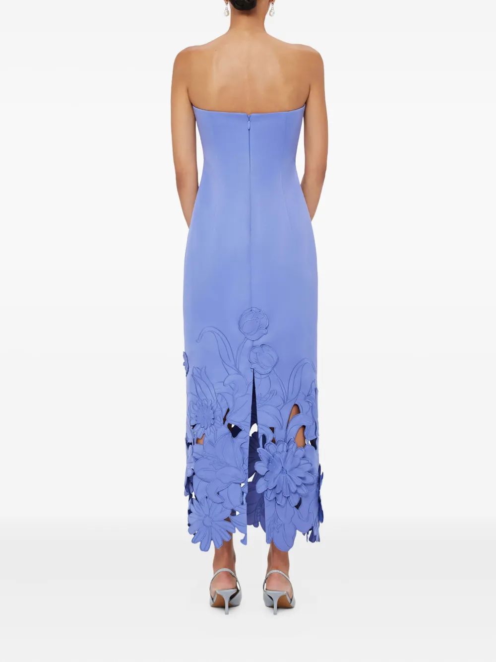 Leo Lin Maxi-jurk met geborduurde bloemen Blauw