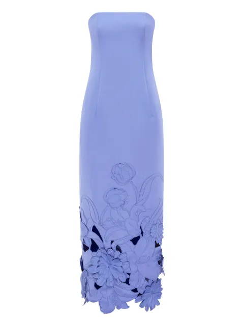 Leo Lin embroidered floral-appliqué maxi dress