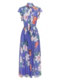 Leo Lin floral-print belted maxi dress - Blue