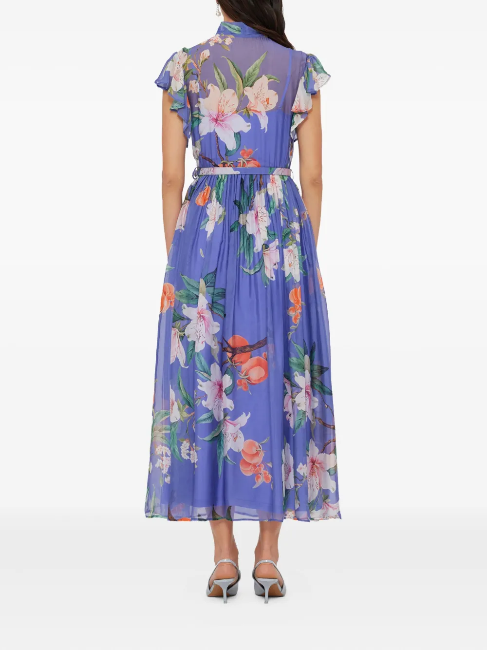 Leo Lin Flutter Sleeve Midi Dress In Moonlight In Blue