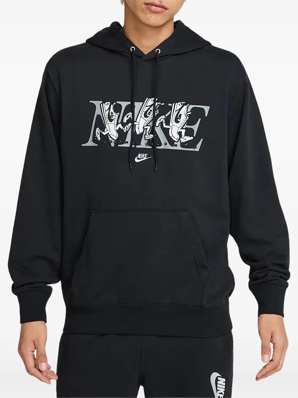 Nike graphic-print hoodie Zwart