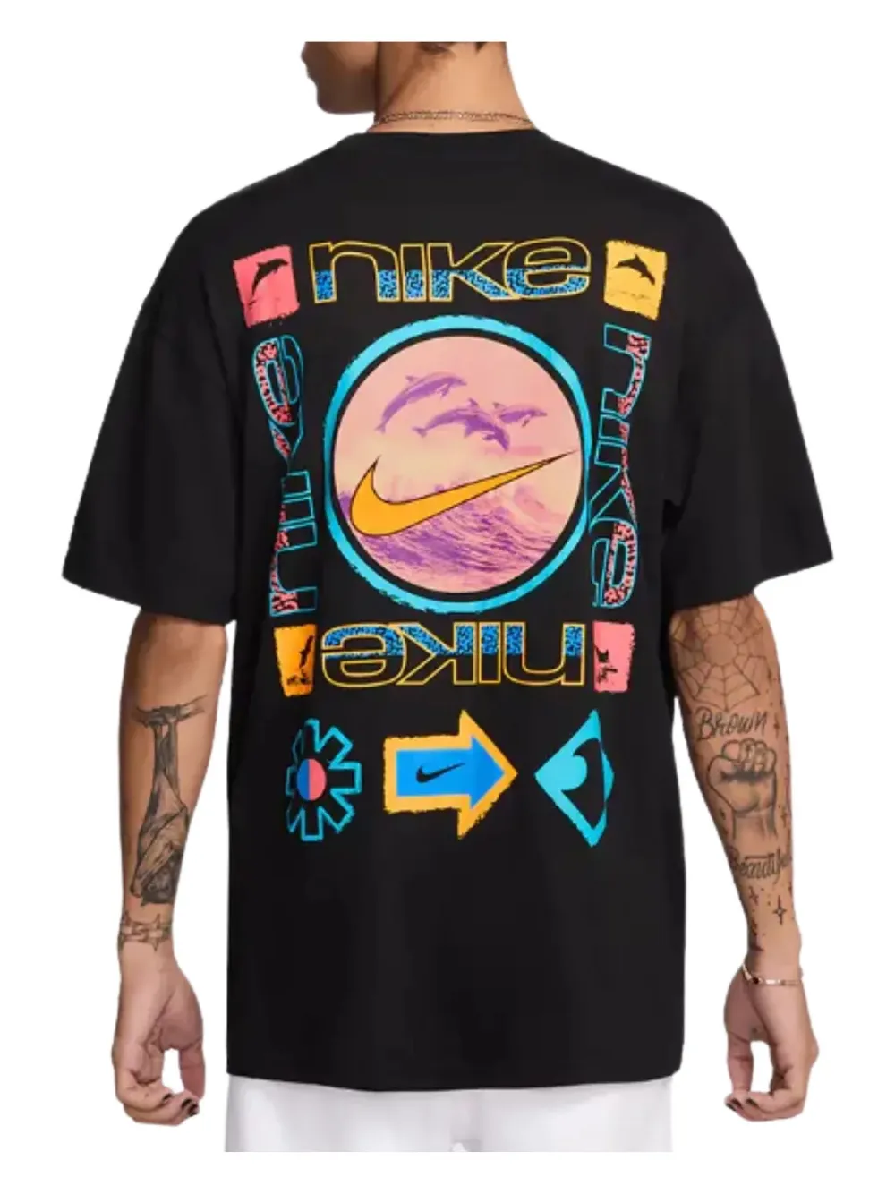 Nike Max90 graphic-print T-shirt Zwart