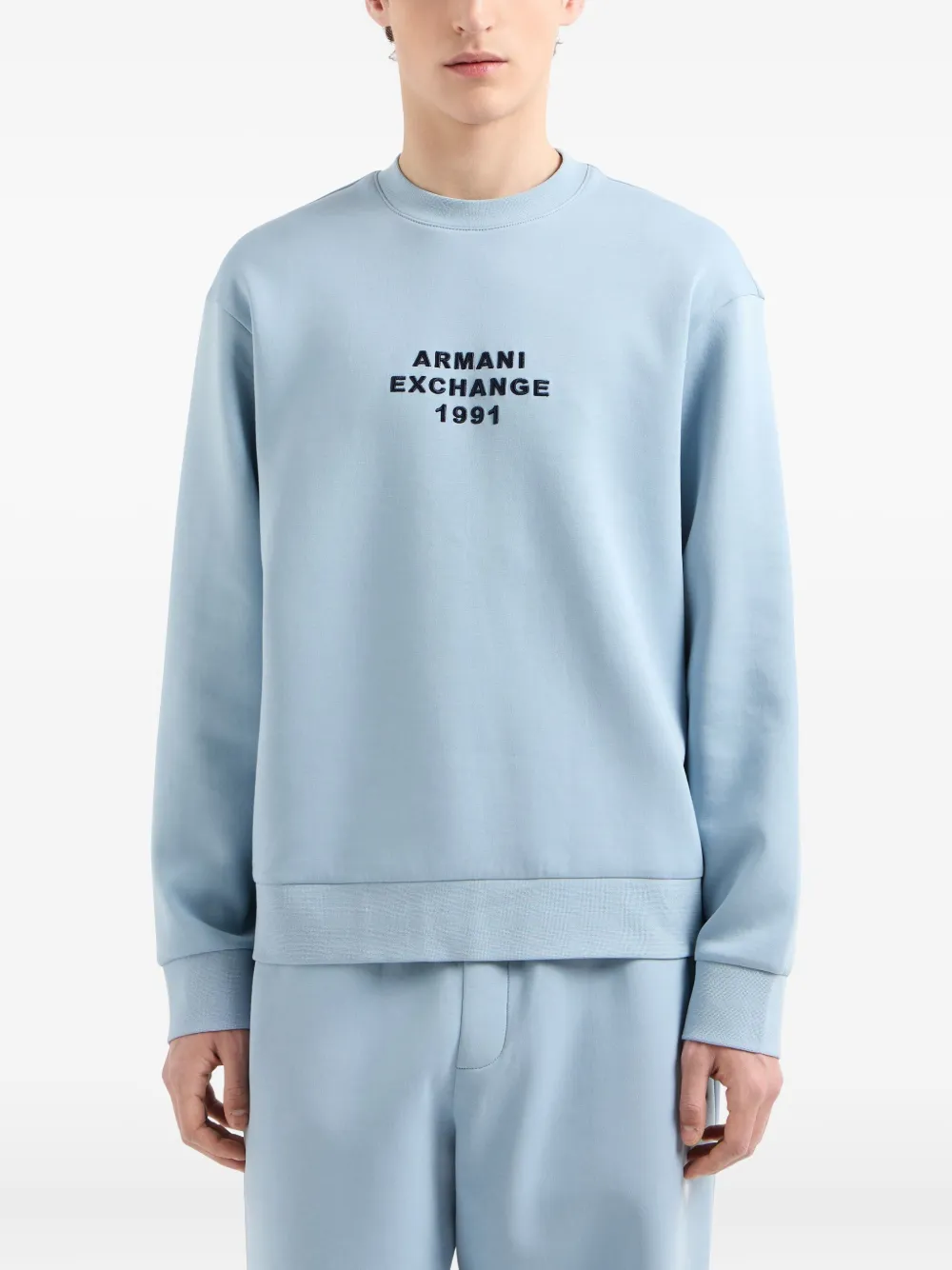 Armani Exchange T-shirt met geborduurd logo en rode halfs Blauw