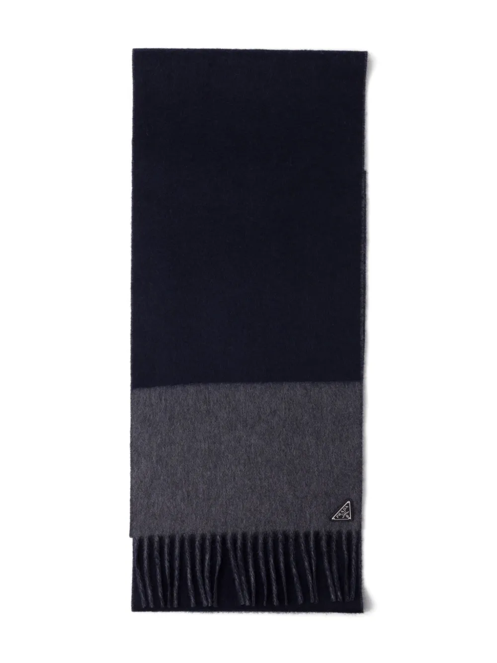 Prada triangle-logo fringe scarf Zwart