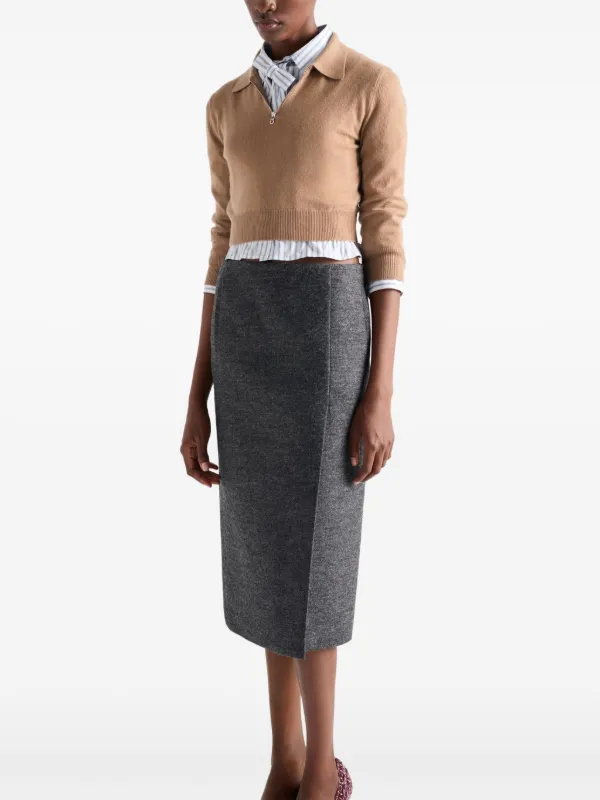 Prada Cashmere Polo Sweater | Brown | FARFETCH