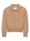 Prada triangle-logo half-zip sweater - Brown