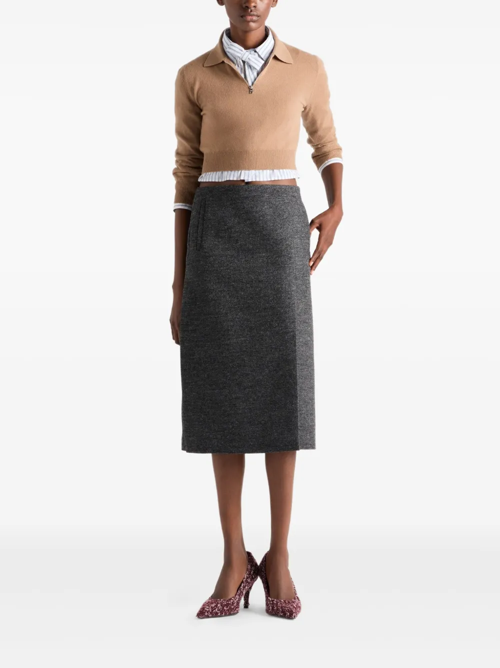 Prada triangle-logo half-zip sweater Bruin