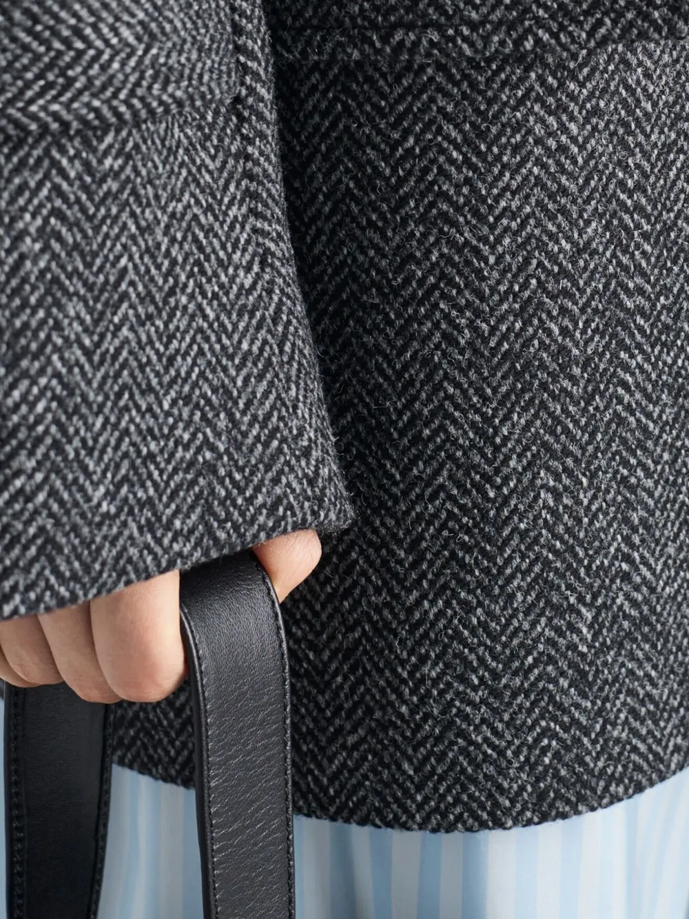 Prada Double-breasted Chevron Peacoat In Gray