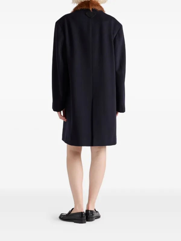 Prada シアリングカラーコート | ブルー | FARFETCH JP
