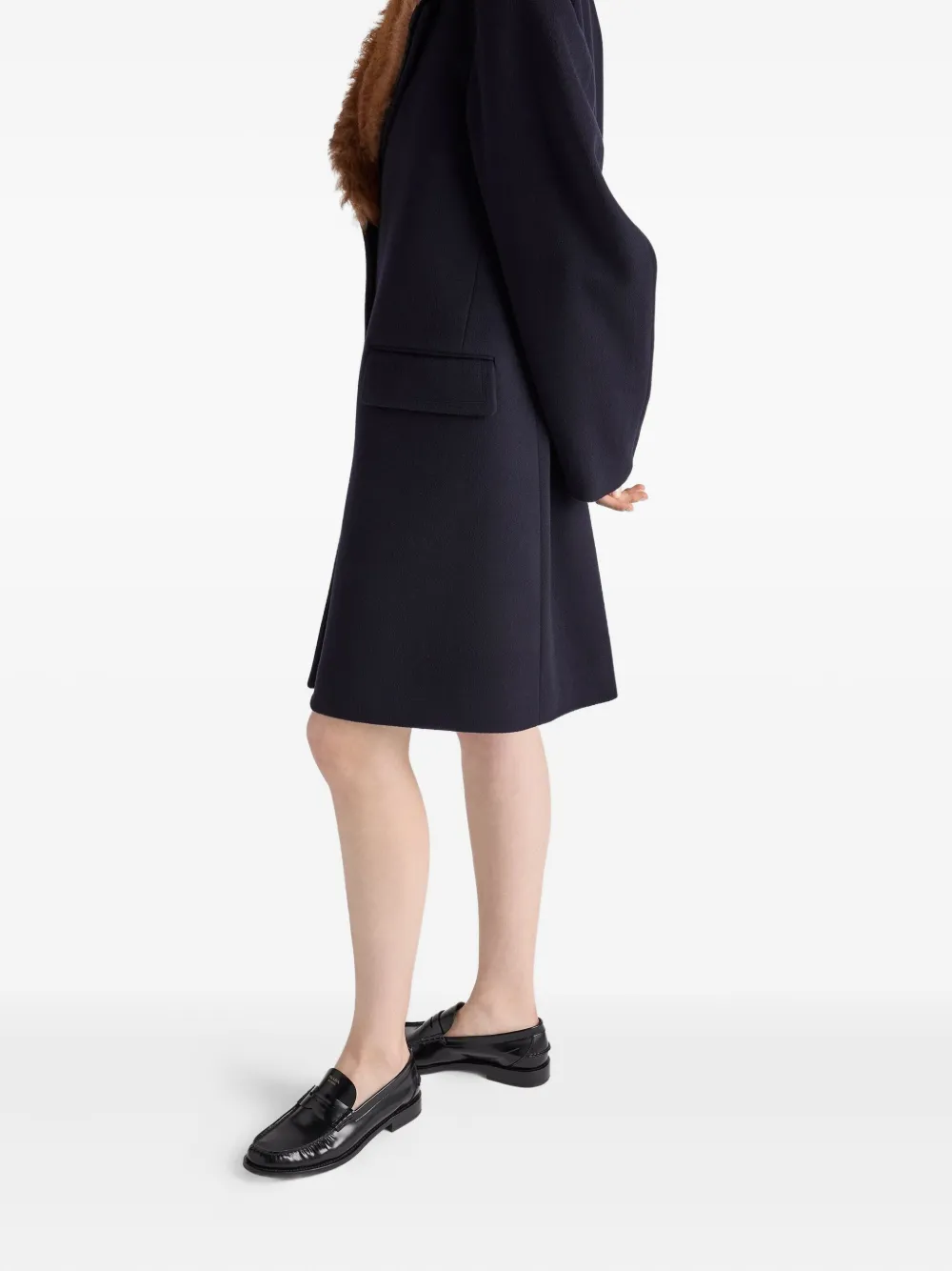 Prada Jas met lammy kraag en klepzakken Blauw