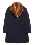 Prada shearling-collar flap-pockets coat - Blue