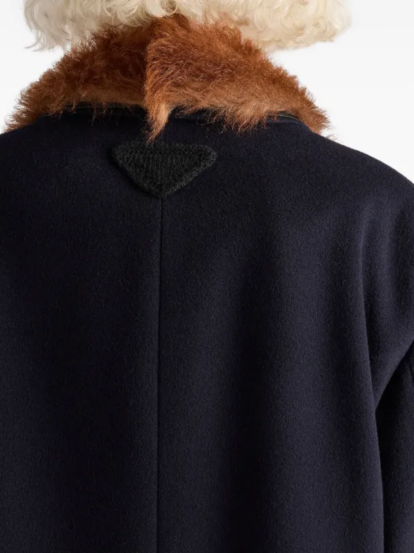 Prada シアリングカラーコート | ブルー | FARFETCH JP
