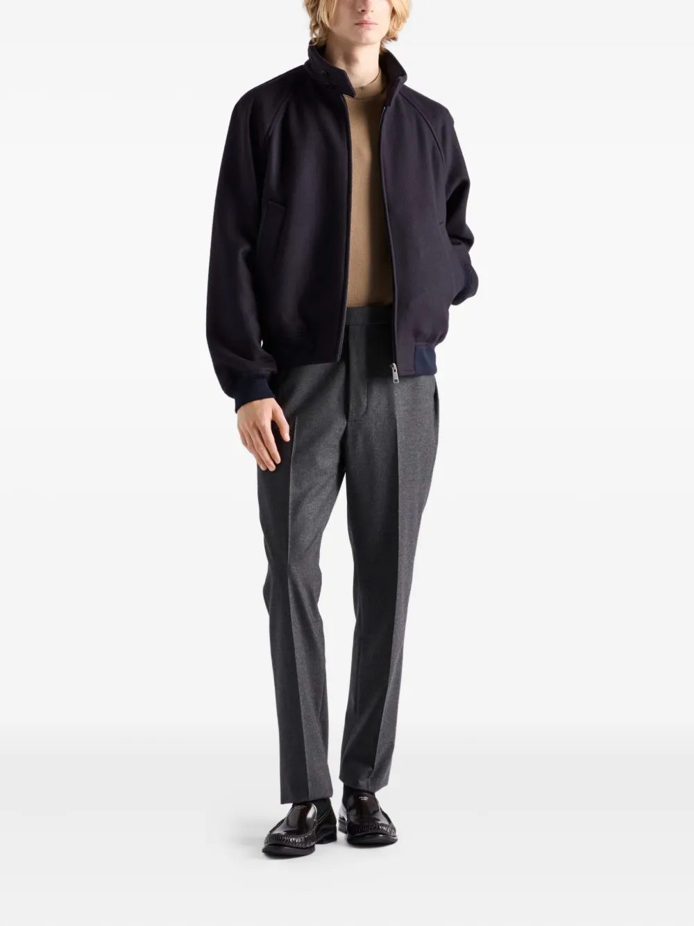 Prada chamarra de canalé con mangas raglán | Chamarras bomber | Image 2