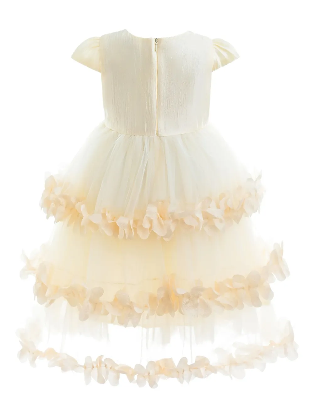 Tulleen tiered ruffle dress Beige