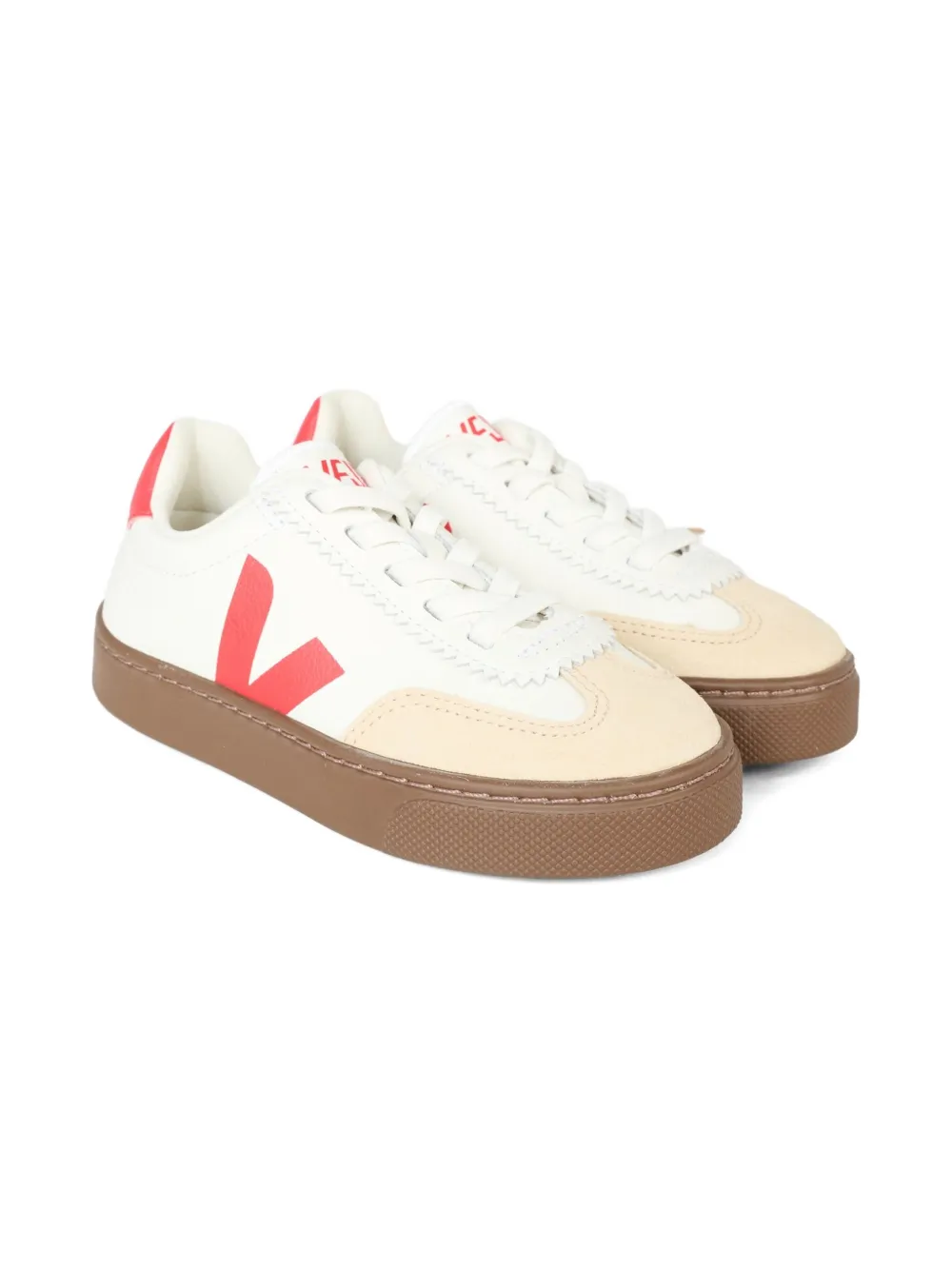 VEJA Kids leather logo-detail sneakers White
