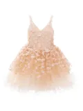 Tulleen floral-appliqué tulle dress - Orange