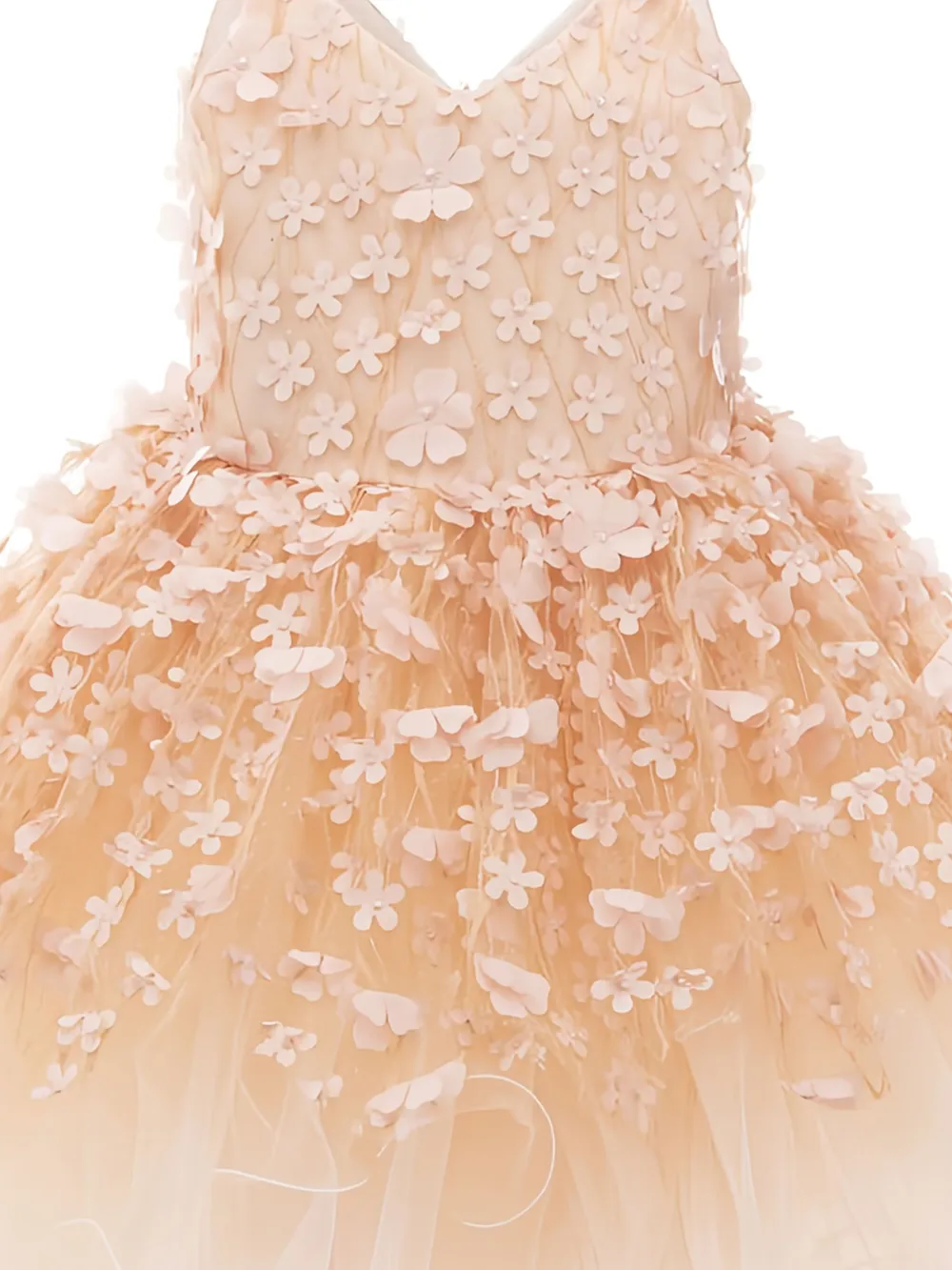 Tulleen floral-appliqué tulle dress Oranje