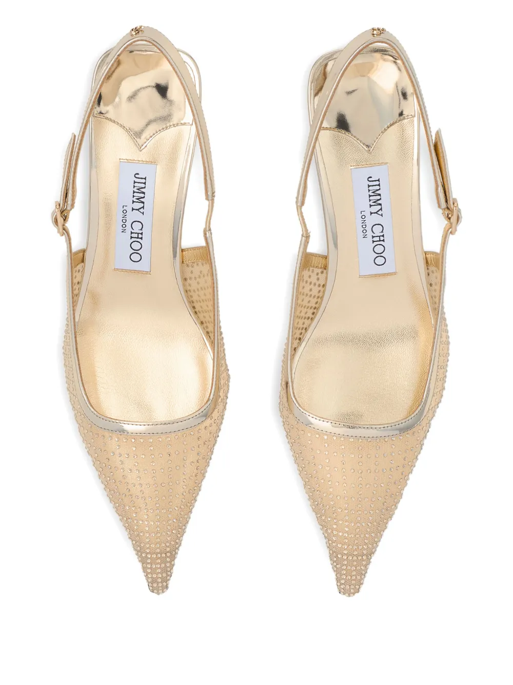 Jimmy Choo Amel 50 Mirrored Leather-trimmed Crystal-embellished Mesh Slingback Pumps In Animal Print