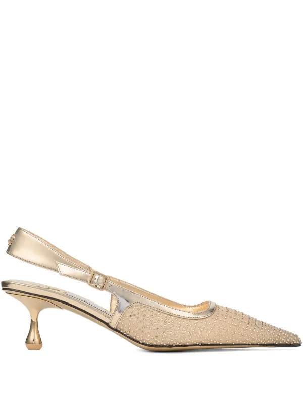 Jimmy Choo Amel 50mm Slingback Pumps in Gold
