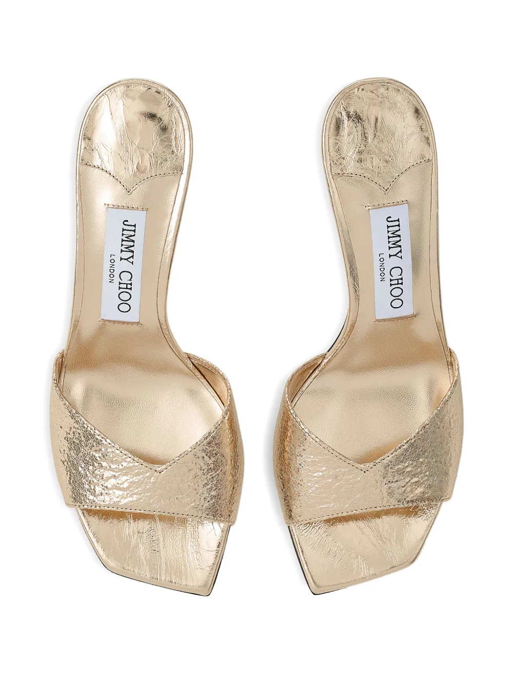 Jimmy Choo Metallic-effect Leather Square-toe Heeled Sandals In Neutral
