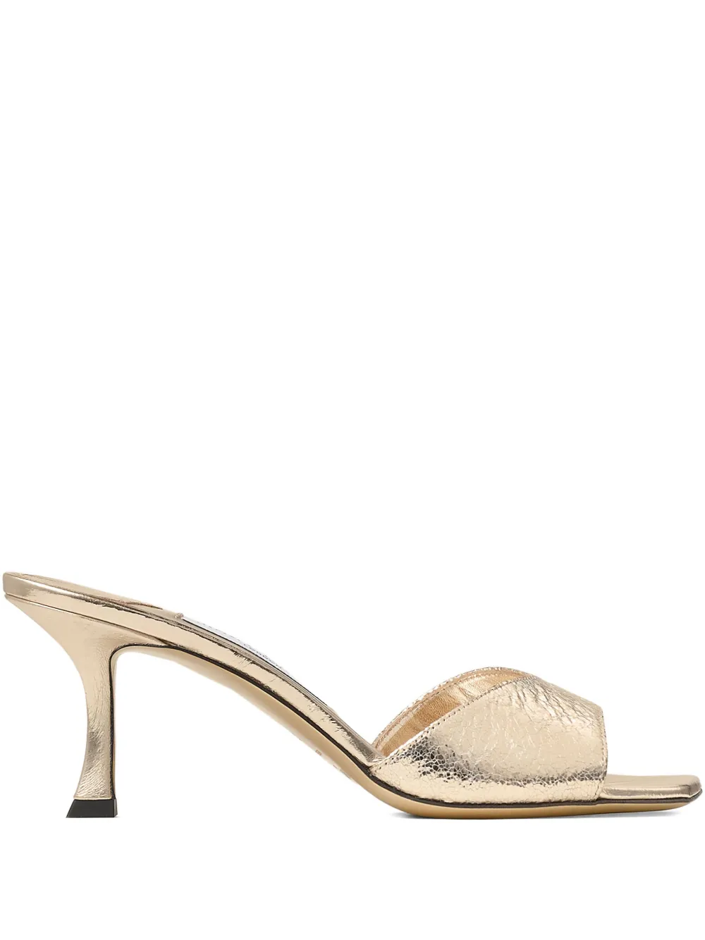 Jimmy Choo metallic-effect leather square-toe heeled sandals | Yellow | Image 1