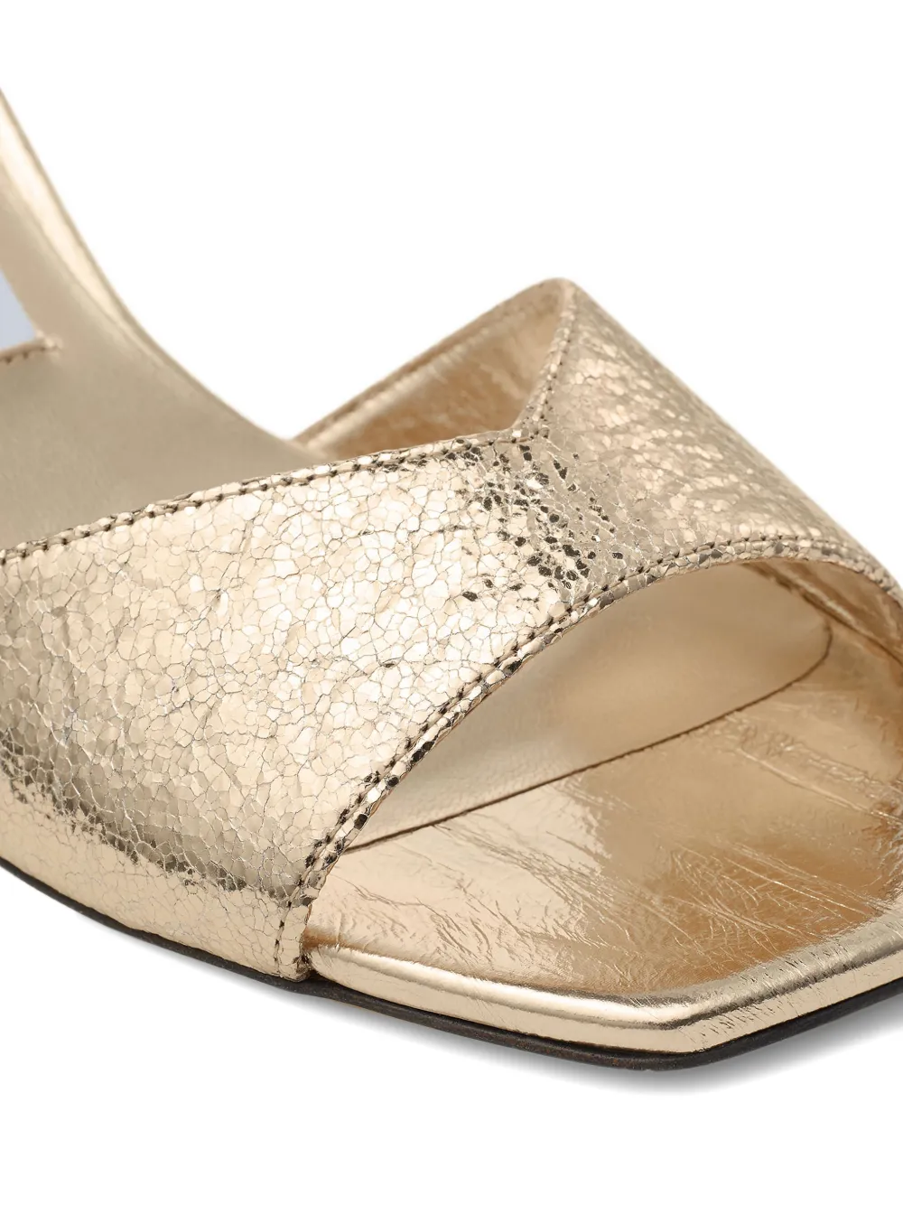Jimmy Choo Metallic-effect Leather Square-toe Heeled Sandals In Neutral