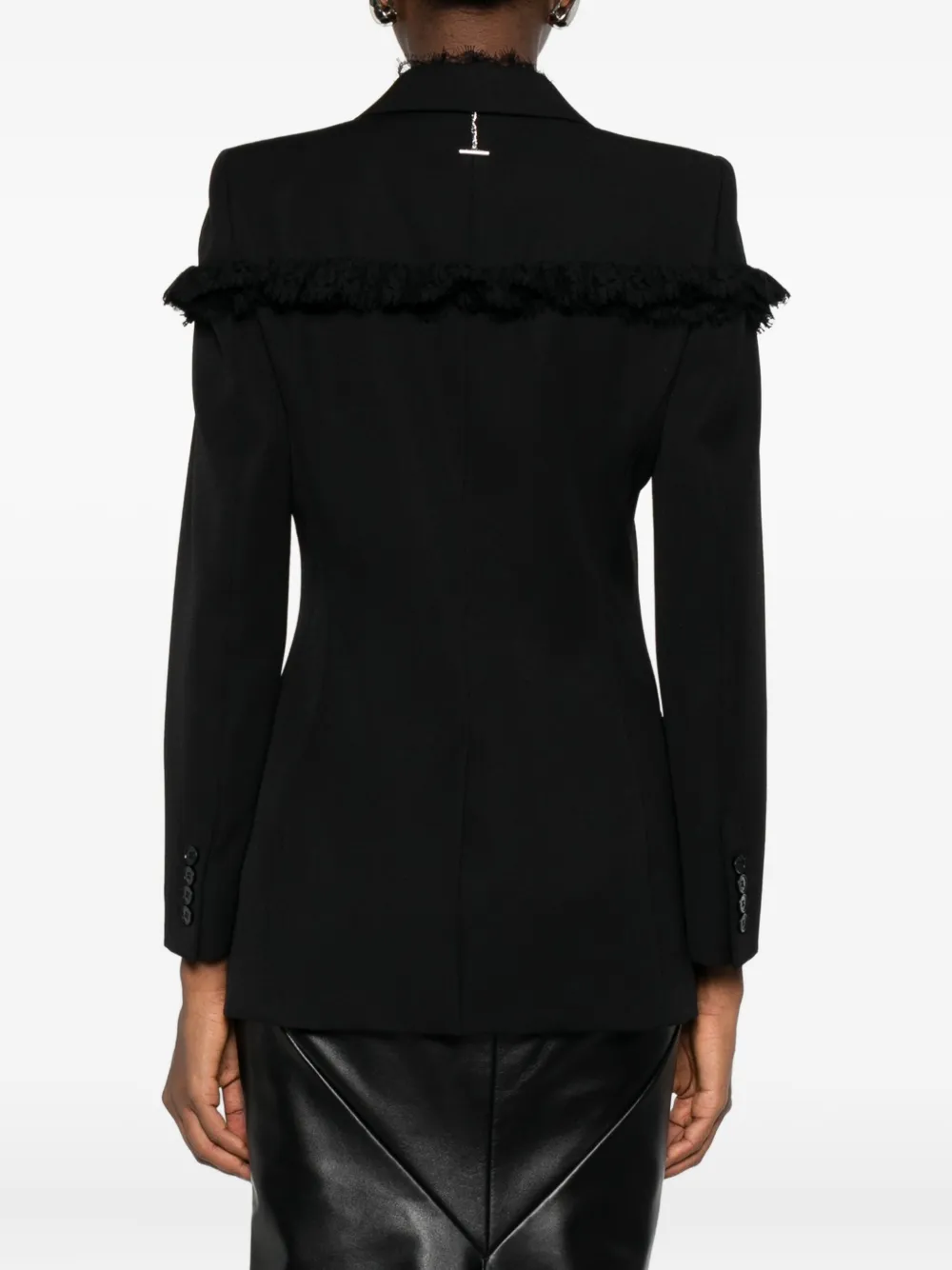 Alexander Mcqueen Fringed-detail Single-breasted Blazer In Black