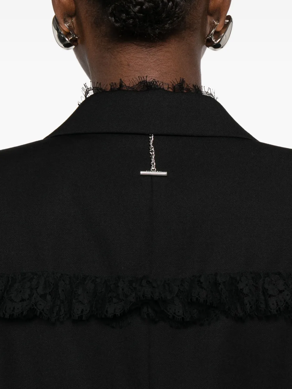 Alexander Mcqueen Fringed-detail Single-breasted Blazer In Black