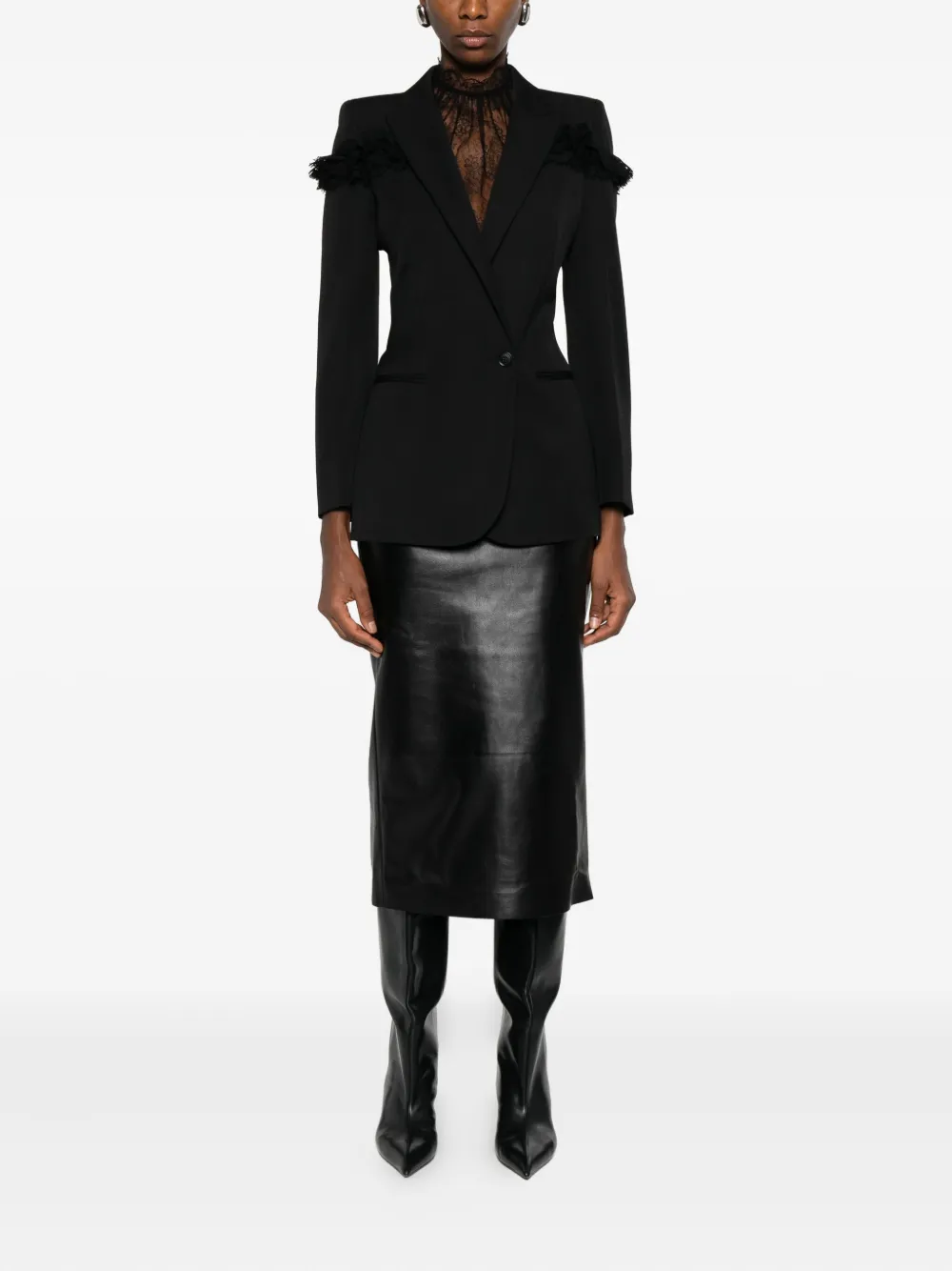 Alexander McQueen fringed-detail single-breasted blazer | Blazers | Image 2