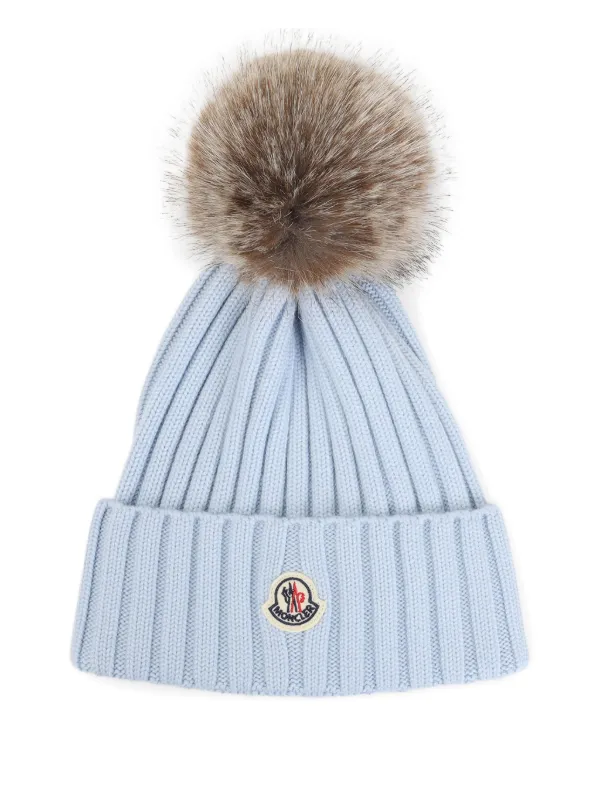 MONCLER ニットビーニー ポンポン付き Moncler ポンポン ビーニー | ブルー | FARFETCH JP