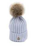 Moncler ribbed-knit pom-pom beanie - Blue