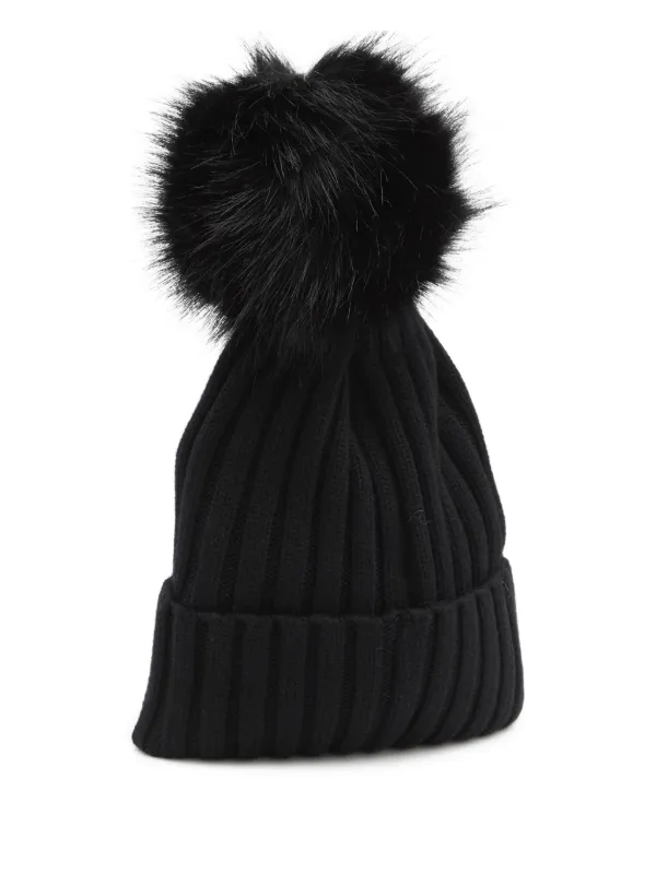Moncler Black Ribbed Knit Pom-Pom Hat Moncler Ribbed Knit pom-pom Beanie | Black | FARFETCH main image 3