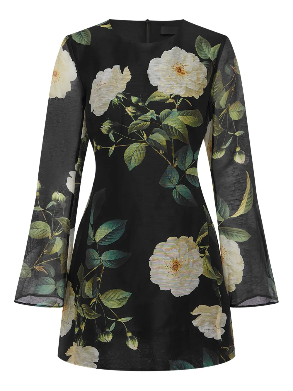 Leo Lin floral-print bell-sleeve mini dress - ブラック Leo Lin floral-print bell-sleeve mini dress - ブラック