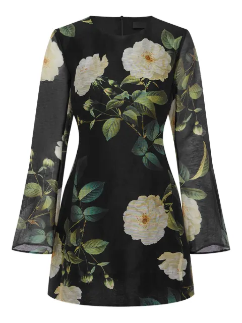 Leo Lin floral-print bell-sleeve mini dress