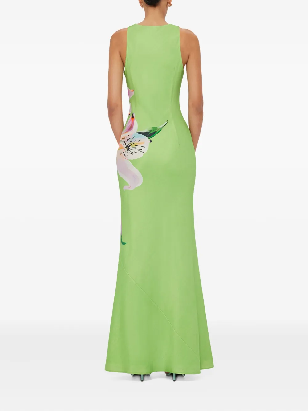 Leo Lin Maxi-jurk met lelieprint Groen