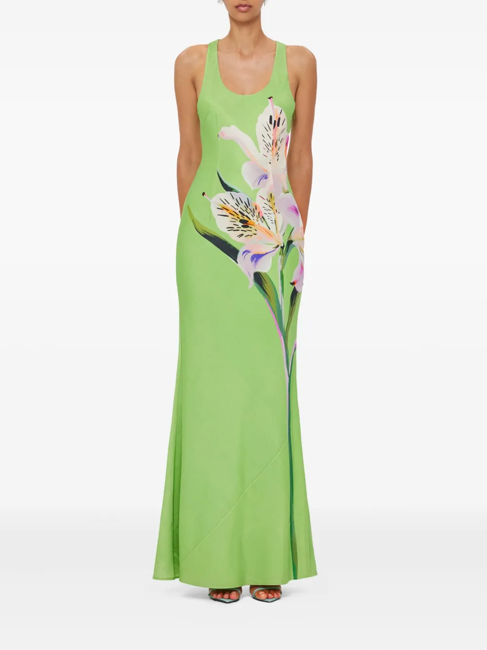 Leo Lin lily-print maxi dress - Groen