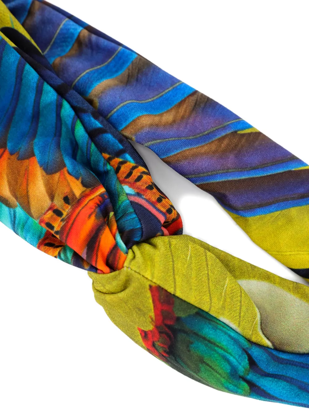 Lygia & Nanny Bethania Twisted Feather-print Headband In Blue