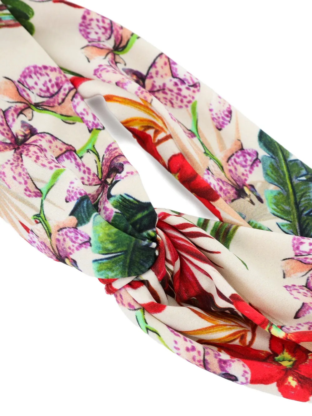 Lygia & Nanny Bethania geknoopte haarband met bloemenprint Beige