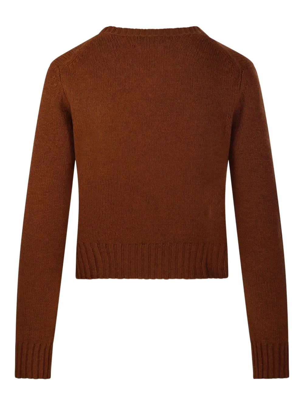 Beyou Round-neck Ribbed Jumper In Brown