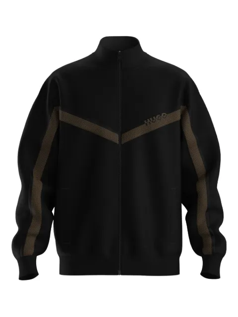 HUGO chevron-panel zip-up sweatshirt
