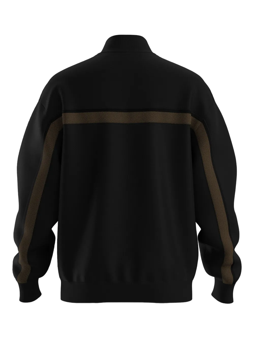 HUGO Sweater met chevron vlak en rits - Zwart
