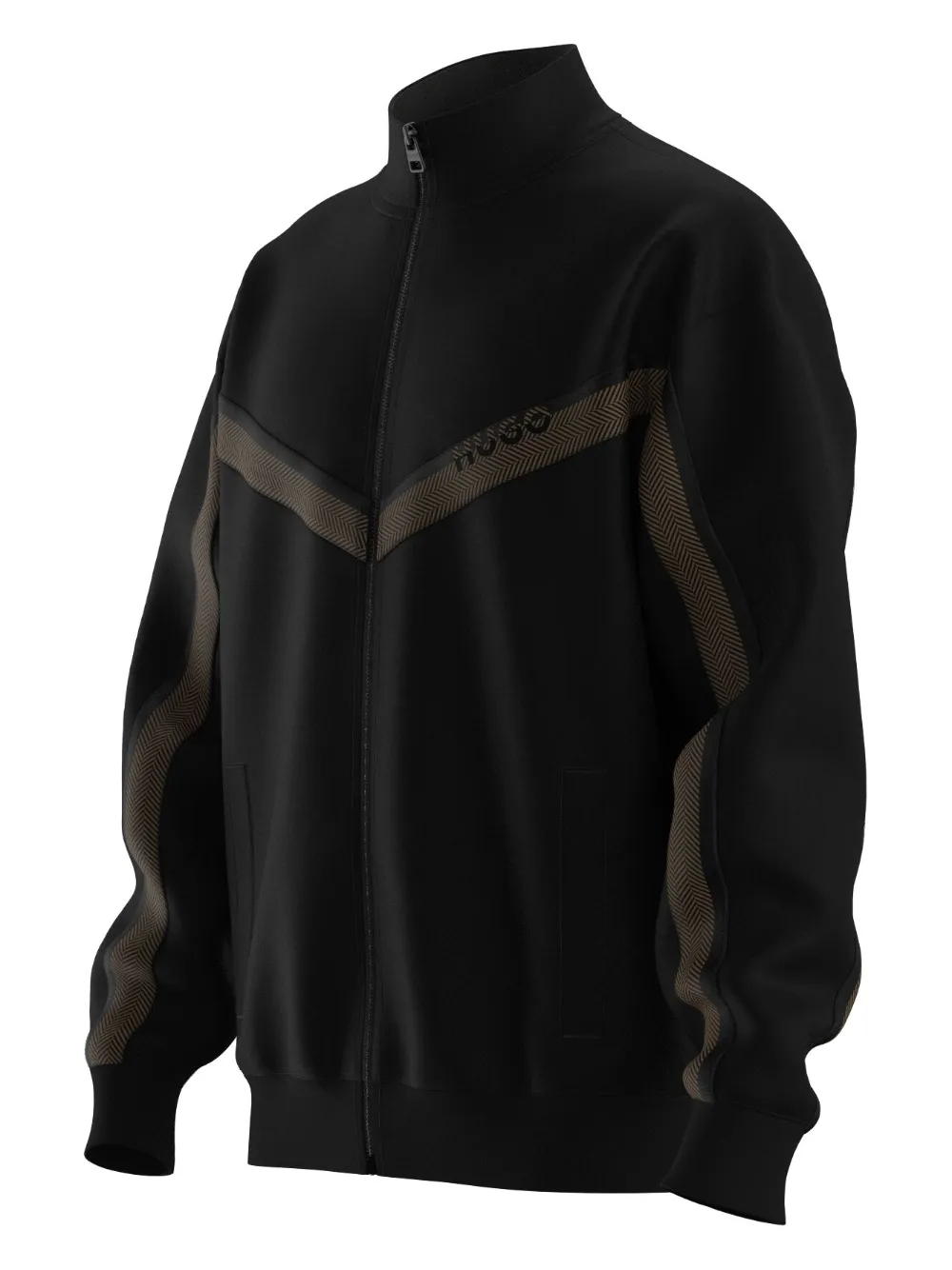 Hugo Boss High Collar Sweater Featuring Stripe Detail In Black