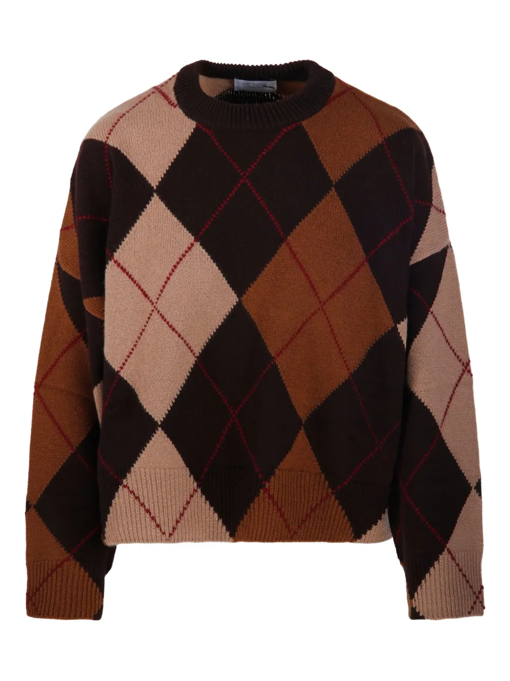 BeYou argyle-pattern sweater - ブラウン BeYou argyle-pattern sweater - ブラウン